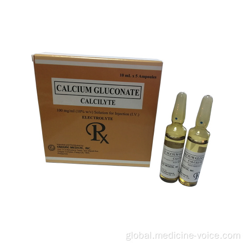 Vitamin & Nurtures Medicine GMP Calcium Gluconate Injection 10% 10ml Factory